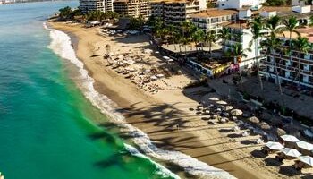 Aerial view on the malecon of Puerto Vallarta in Jalisco Mexico