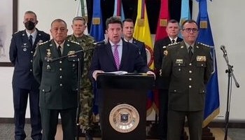 Colombia's Minister of Defense Diego Molano confirms Iván Mordisco's death at a press conference